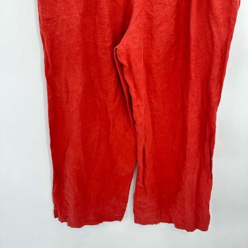 4OUR DREAMERS Linen wide leg burnt orange pull on woman Lagonlook boho capri L - Picture 8 of 14